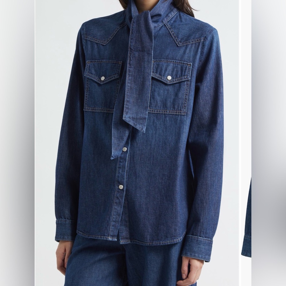 TWP Ranchers Daughter M denim neck tie shirt